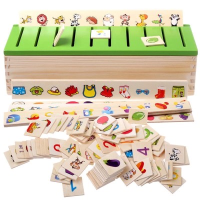 Montessori Early Educational Children Intelligence Learning Wooden Creature Cartoon Classification Toys