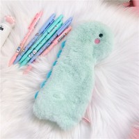 2020 Hot Selling Cartoon Plush Shy Dinosaur Monster Shape Large Capacity Pencil Bag