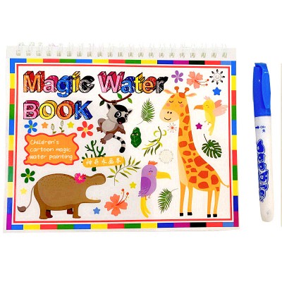 Hotsale kids drawing doodle magic water book cartoon style painting with markers educational toy set