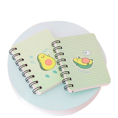 Cute avocado coil portable journal notebook A7 size Mini Pocket Book For kids Stationery set