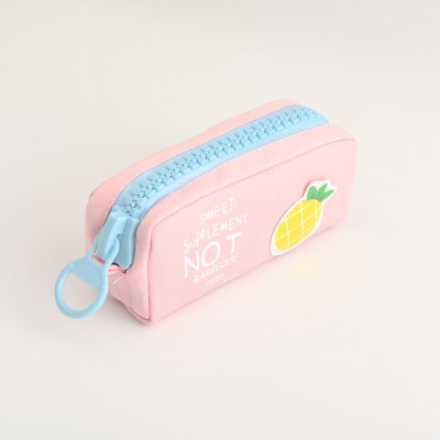 2020 New Big zipper Fruit pencil bag Lemon Pineapple Canvas school pencil case