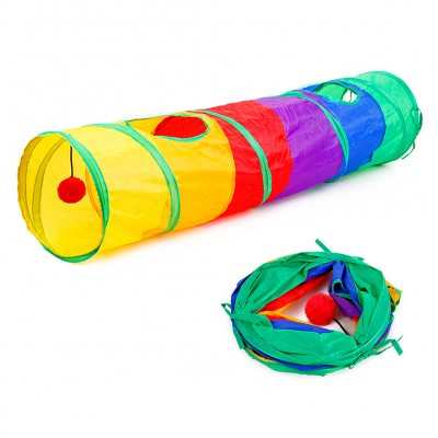 Folding pet cat play tunnel ground dragon polyester fiber tent pass nest  colorful toy set for family