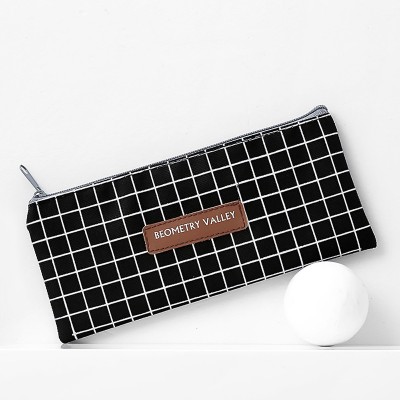 2020 New School Supply Kawaii Simple Grid Dot Canvas Pencil Bag