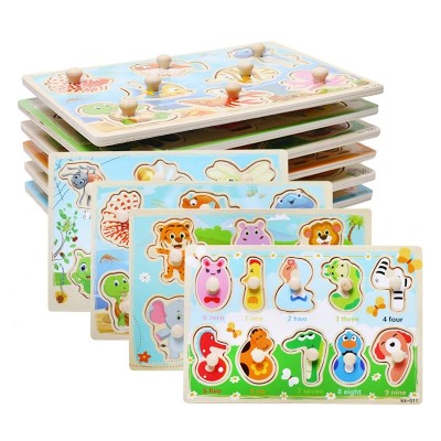 Infant Early Educational Kids Learning Baby Hand Grab Board Wooden Puzzle Toys