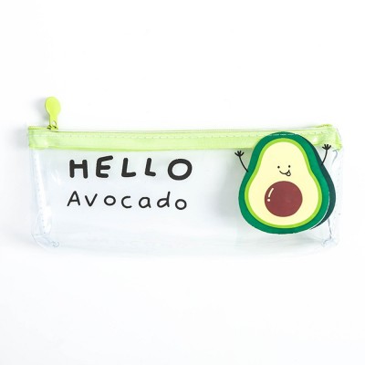 Hot Sell Custom Zipper PVC Transparent Kids Cute Avocado Pencil Case