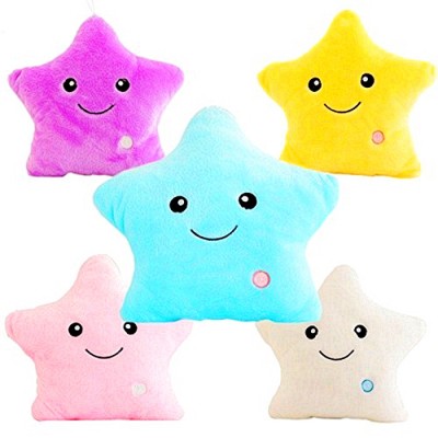 Fashion Creative Stuffed Star Shaped Pillow LED Light Plush Toy Gifts Set For Kids