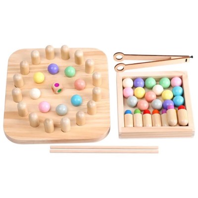 Wooden Memory Match Chess Game Kids Fun Block Board Game Educational Color Cognitive Ability Family Toy