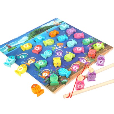 Preschool Wooden Montessori Magnetic Fishing Game Baby Puzzle Teaching Aids Early Educational Toys For Children Girls Gifts