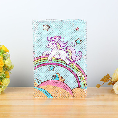 Wholesale Custom Cute Creative Cartoon Unicorn Sequin Notebook