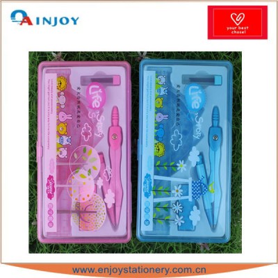 pink&blue school math set compass