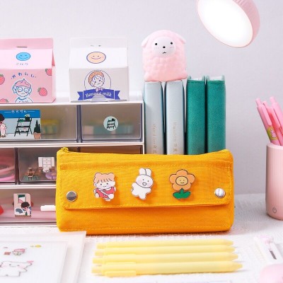 2020 New Kawaii Kids School Brooch Pencil Case Pens Ruler Tape Fabric Storage Bag