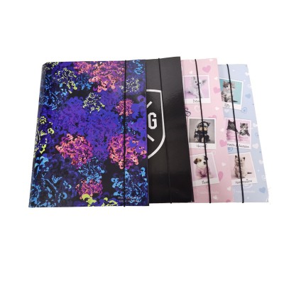 Hot Selling Custom Printing A4 Purple Presentation Paper Folder with elastic band